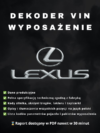 Lexus wyposażenie po VIN