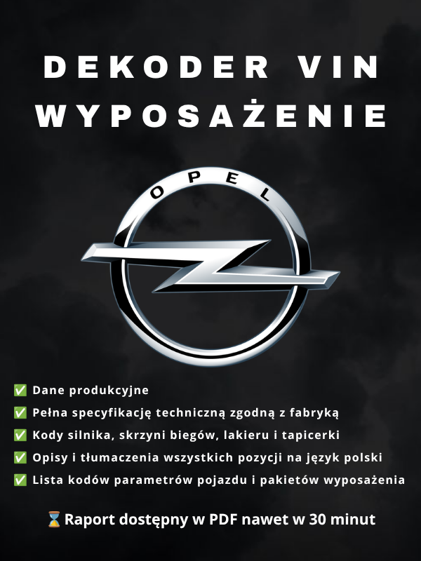 OPEL – DEKODER WYPOSAŻENIA Opel wyposażenie po VIN